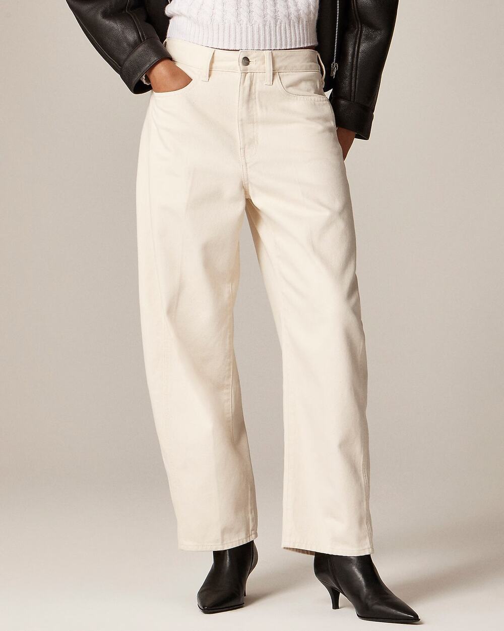 J.Crew Barrel Leg Jean Ecru Wash Size 28 Petite NWT